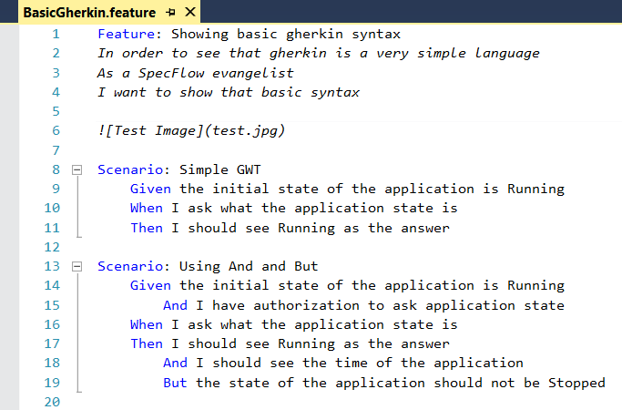 A feature in Gherkin format