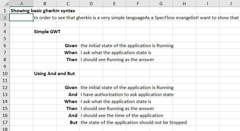 The feature in Excel format